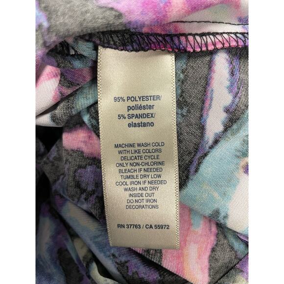 Rafaella black bright floral flowy overlay sleeveless shirt blouse womens medium - Picture 7 of 7